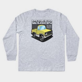 Bright Yellow Power Wagon (White Base) Kids Long Sleeve T-Shirt